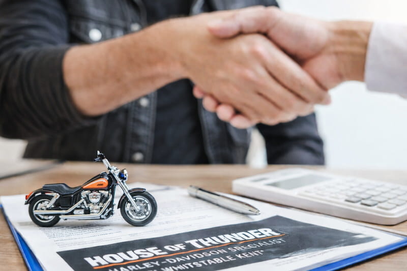 Finance contract in car dealership